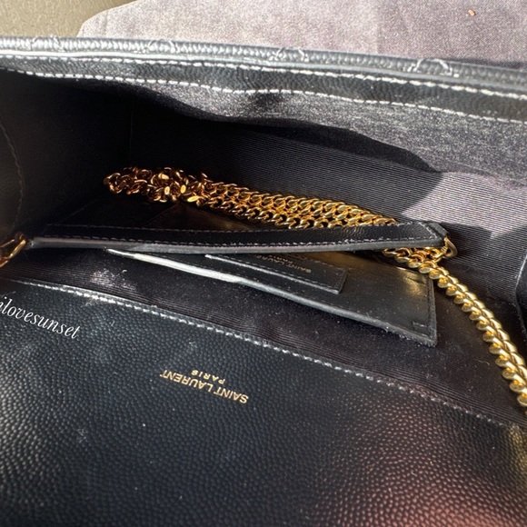 {SAINT LAURENT} YSL Grain De Poudre Tri-Quilt Small College Monogram Satchel - Picture 9 of 10